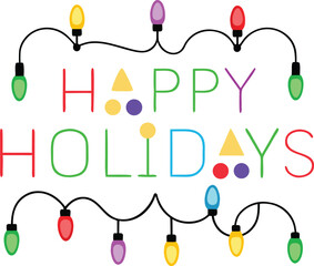 happy holidays lights lettering icon vector illustration