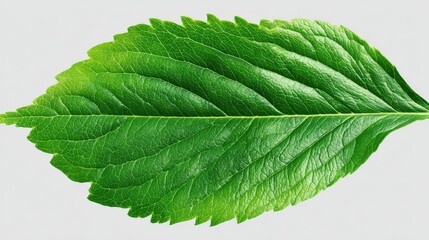 Fototapeta premium single vibrant green leaf detailed view 5