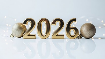 happy new year, new year's eve, silvester, new year, sparklers celebration greeting card, new year card - Year 2026 in sparkler font and firework fireworks pyrotechnic, on blue night sky background