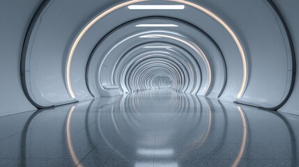 Obraz premium endless perspective of a futuristic illuminated tunnel in a modern color palette interior design