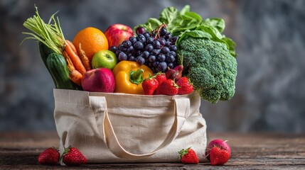 fresh organic fruits and vegetables in tote bag a guide to healthy grocery shopping for nutrition and sustainable living