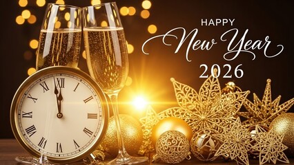 happy new year, new year's eve, silvester, new year, sparklers celebration greeting card, new year card - Year 2026 in sparkler font and firework fireworks pyrotechnic, on blue night sky background