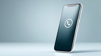 Modern smartphone displaying a phone call icon on its screen, illustrating telecommunication, global connection, and digital device use