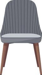 Modern gray dining chair with wooden legs and cushioned seat