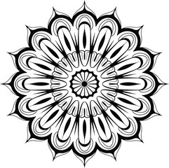 Detailed black and white mandala pattern, spiritual meditation art