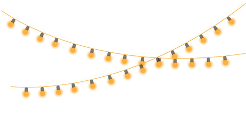 Vector Christmas lights on a transparent background. Christmas garland PNG. Set of Christmas decoration. For advertising invitations, web banners, postcards. Vector illustration.