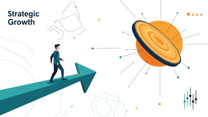 Visionary Businessman Navigating the Path to Strategic Growth and Future Achievement Towards a Clear Business Objective