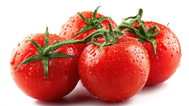 Vibrant fresh red tomatoes on vine with water droplets, clean - Powered by Adobe