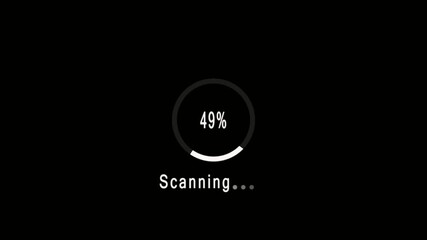 Modern circular progress loading animation with percentage indicator , showing digital system scanning system interface motion.