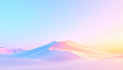 Gurun pasir pastel yang indah di bawah langit berwarna lembut