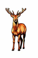 red deer nature habitat deer rut european wildlife illustration