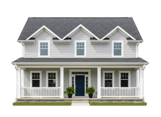 Modern House Exterior with Porch and White Background