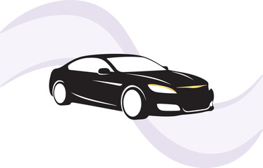 Minimalist Black Car Illustration with Neon Accents