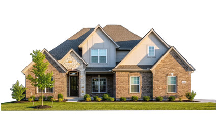Modern House Exterior with Green Lawn