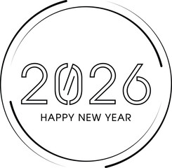 Happy new year 2026 circular stamp design