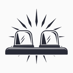 Flat Design Police Car with Siren, Emergency Vehicle on Isolated White Background