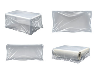 Foil wrapped chocolate on white background with packaging and container elements