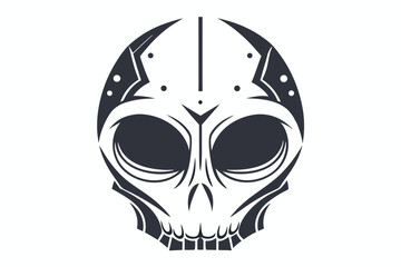 Tribal Skull Dark Silhouette, Intricate Bone Structure, Black and White Tattoo Style Art