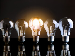 Mehrere Gl&uuml;hbirnen aufgereiht