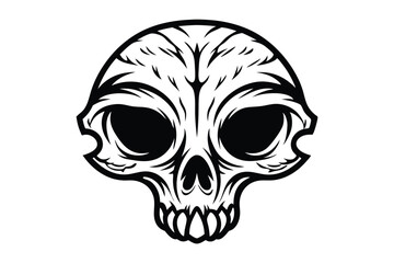Skull Outline Design, Abstract Black And White Skull Isolated on White