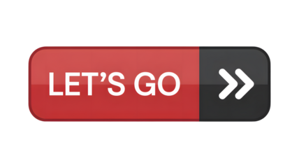 Bright red call to action button with 'let's go' text and white arrow icon