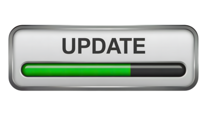 Modern digital update progress bar icon with green bar and metallic rectangle
