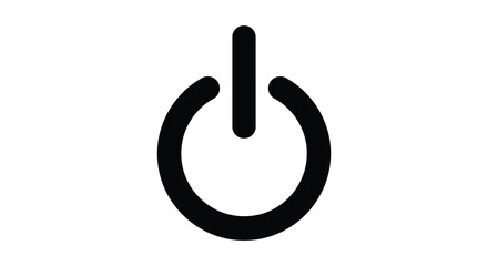 Simple black power button icon design with a circular outline silhouette