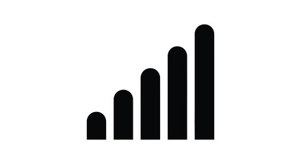 Ascending bars forming a signal strength indicator a dark silhouette