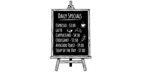 Chalkboard Daily Specials Menu Vector Silhouette