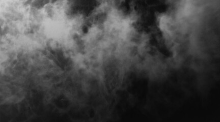 Dramatic black and white smoke effect with dark background for artistic projects