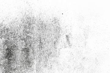 Abstract vector noise. Small particles of debris and dust. Distressed uneven background. Grunge texture overlay with fine grains isolated on white background. Vector illustration. EPS10.