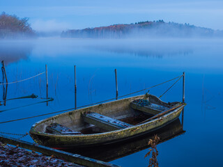 Boat Lying Still Lake Dawn