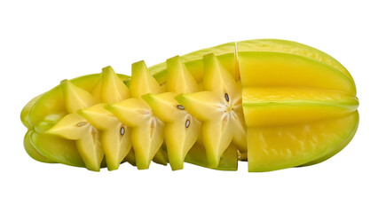 Fresh Carambola Slices with Glossy Yellow Skin