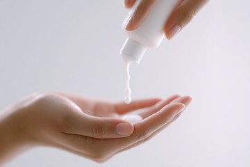 2026 Color Trend &ndash; Cream Dispensing from Satin White Bottle in Elegant Hand Care Scene