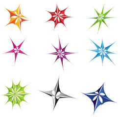 Set of Different Abstract Stars Icons for Your Design