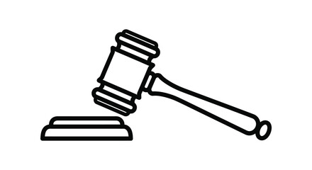 Black and white illustration of a gavel and sounding block silhouette