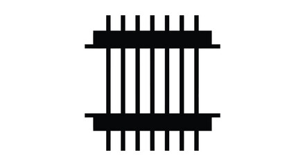 Abstract black shape resembling a gate or barrier minimal design silhouette