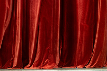 Classic Red Velvet Stage Curtains Texture Background