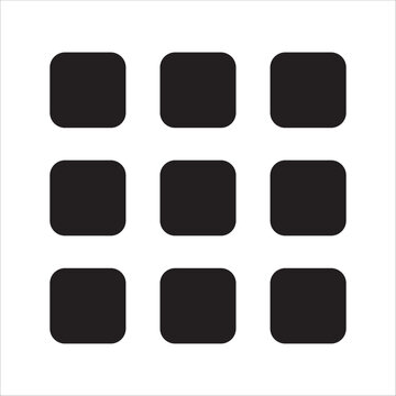 9 dots menu icon. Icon symbol for application menu, more, list menu, main page. Vector icon button for user interface.