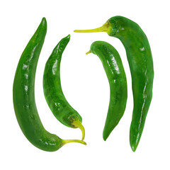Green Chili Pepper Curved Isolated – Fresh Spicy Ingredient