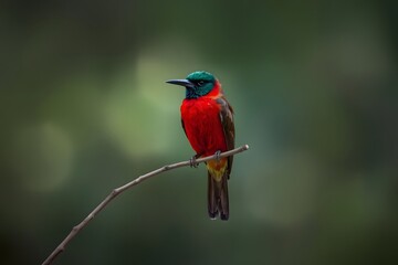 Northern Carmine Bee-eater bird with background blur