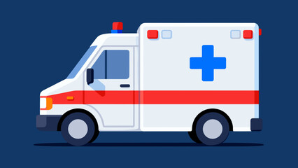 Ambulance vehicle in flat design against dark blue background  