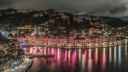 Fototapeta premium Night view of Portofino Italy