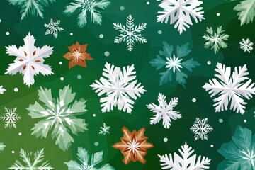 Snowflakes on a green background for festive Christmas animation and winter decoration visuals