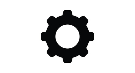 A simple black gear design on a white background silhouette