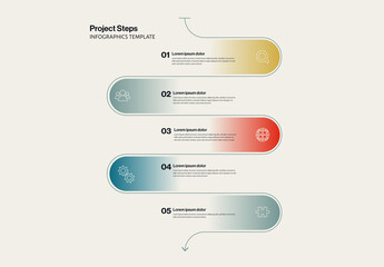 Project Steps Timeline Infographics Template with Rounded Gradient Elements
