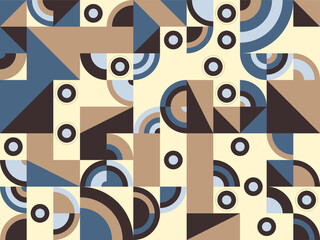 Seamless abstract geometric pattern with colorful circles, a retro vector illustration design for texture, wallpaper, or textile backdrop