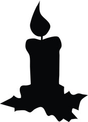 Minimalist Burning Candle and Holly Graphic