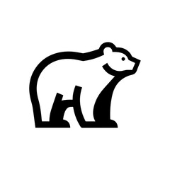 Obraz premium Minimalist vector icon of a simple bear silhouette. Perfect for logos, wildlife themes, nature conservation, sports teams, or children's design. Clean and versatile on transparent background.