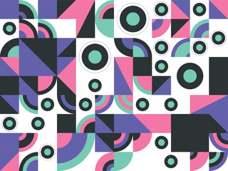 Colorful seamless retro pattern vector illustration with bright geometric circle shapes for wallpaper design and decoration